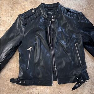 Guess Black Faux Leather Moto Jacket